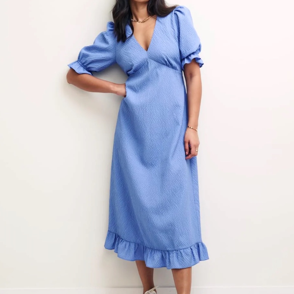 NWT Nobody's Child Blue Delilah Midi Tea Dress